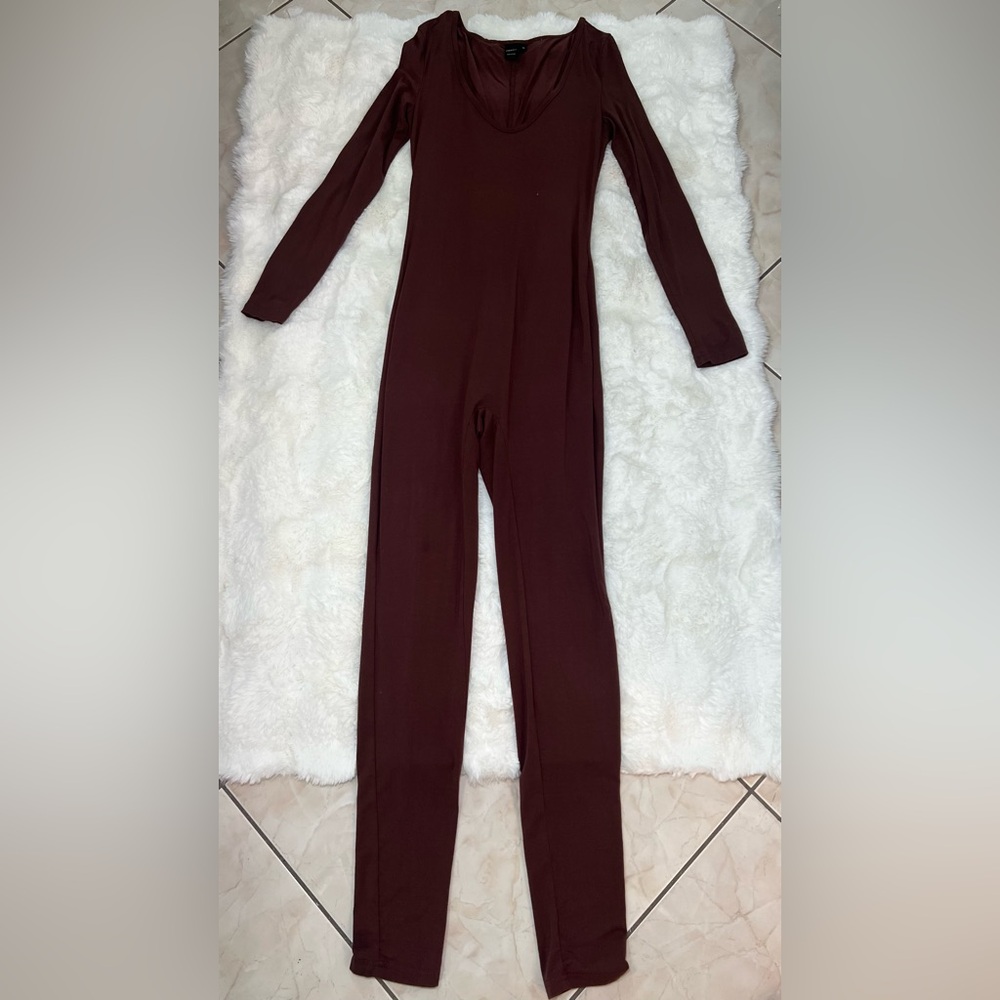 SHEIN Brown Long Sleeve Jumpsuit